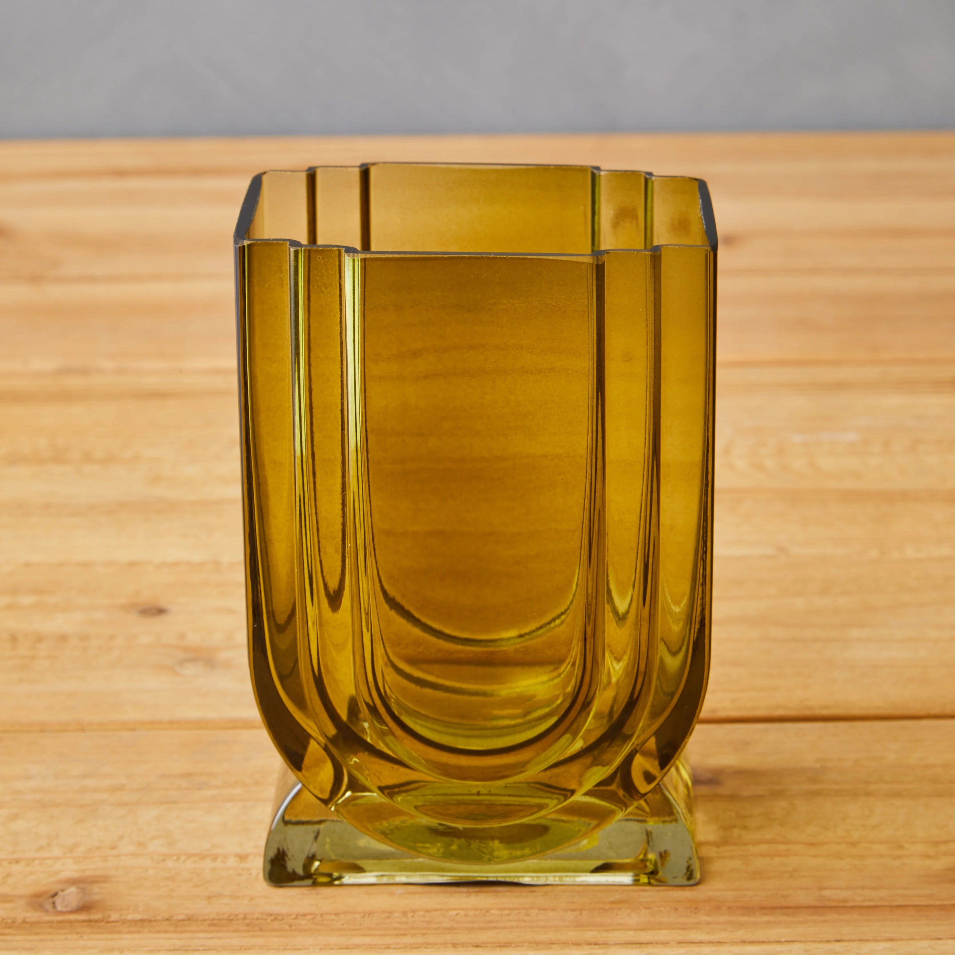 Anzio Olive Green Glass Debossed Vase | Small